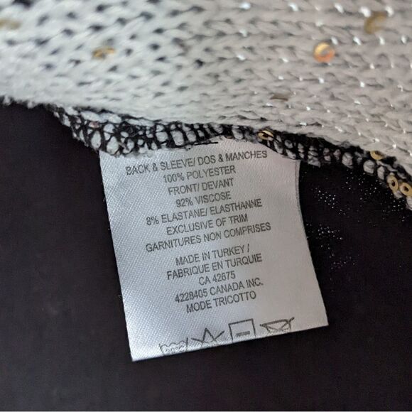 Tricotto black knit sweater with sequin decorations umbrella print Small @O - Picture 7 of 8